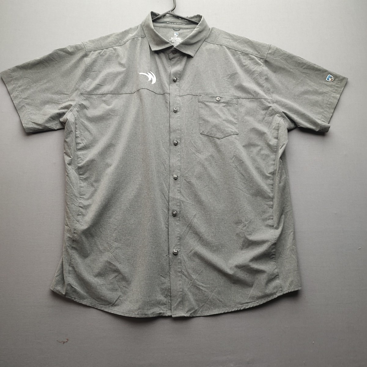 Kuhl Men's Fishing Gray Button Up Shirt Short Sleeve Xxl